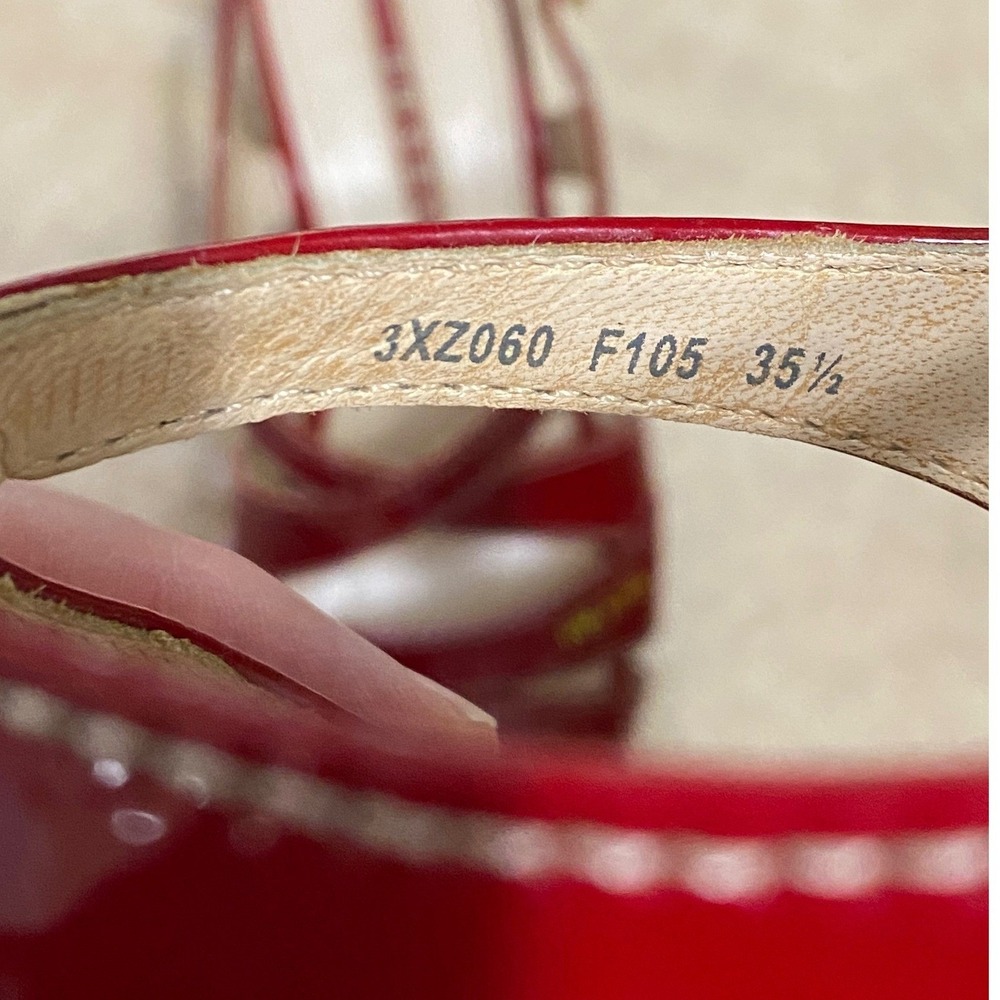 Prada Espadrille Wedge Slingback Sandals Red Patent Leather Size 5.5 Summer Chic - Picture 7 of 12